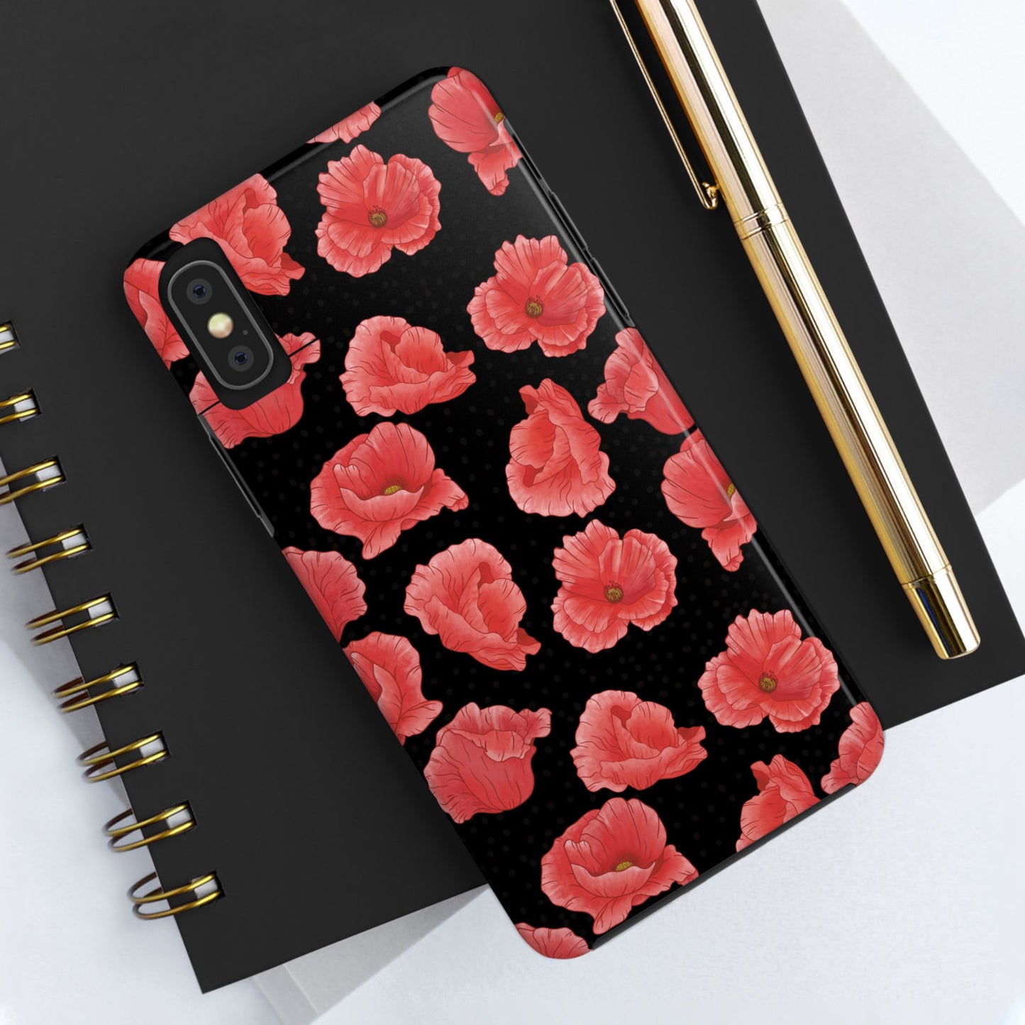 Perfect Poppies Phone Case - Black - The Louann Collection