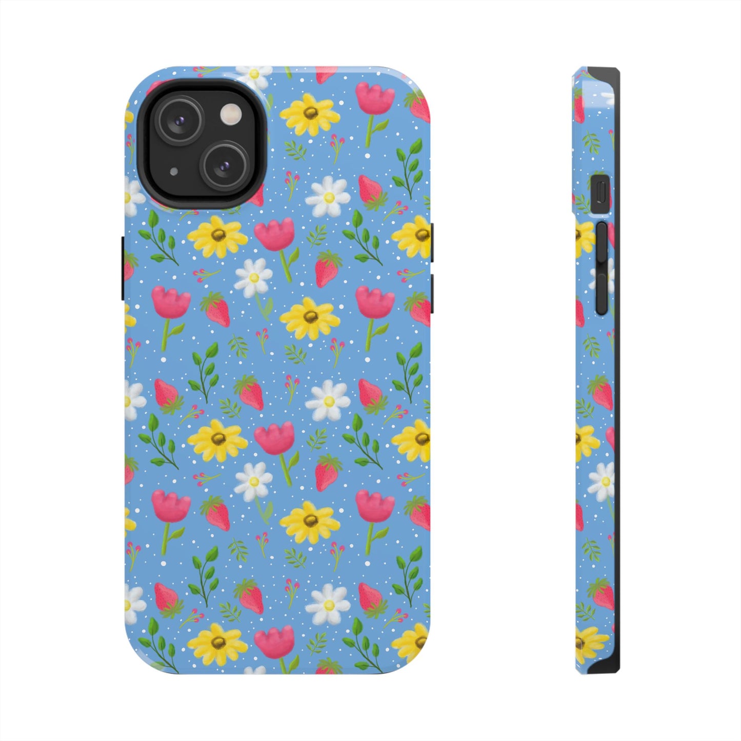 Berry Floral Tough Phone Case - Blue