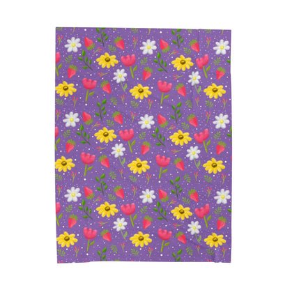 Berry Floral Velveteen Plush Blanket