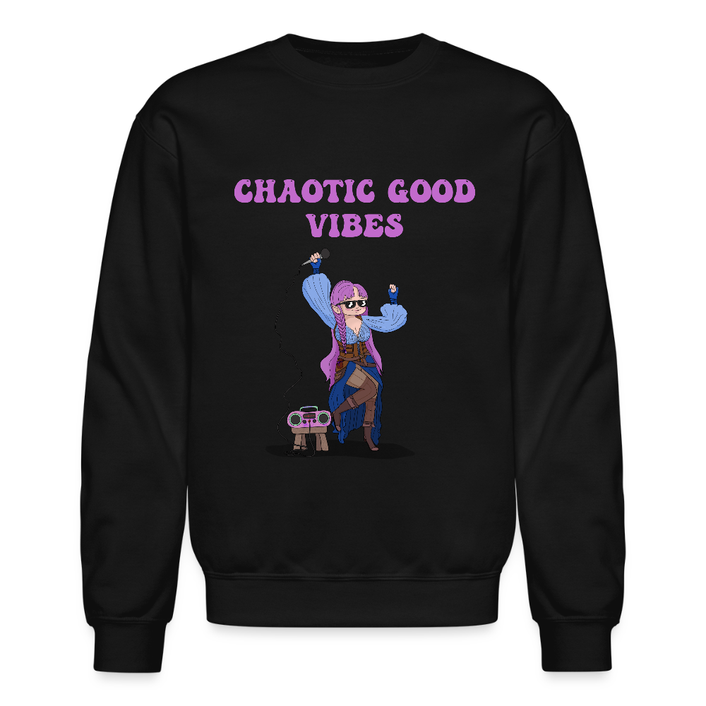 Chaotic Good Vibes Crewneck Sweatshirt - black