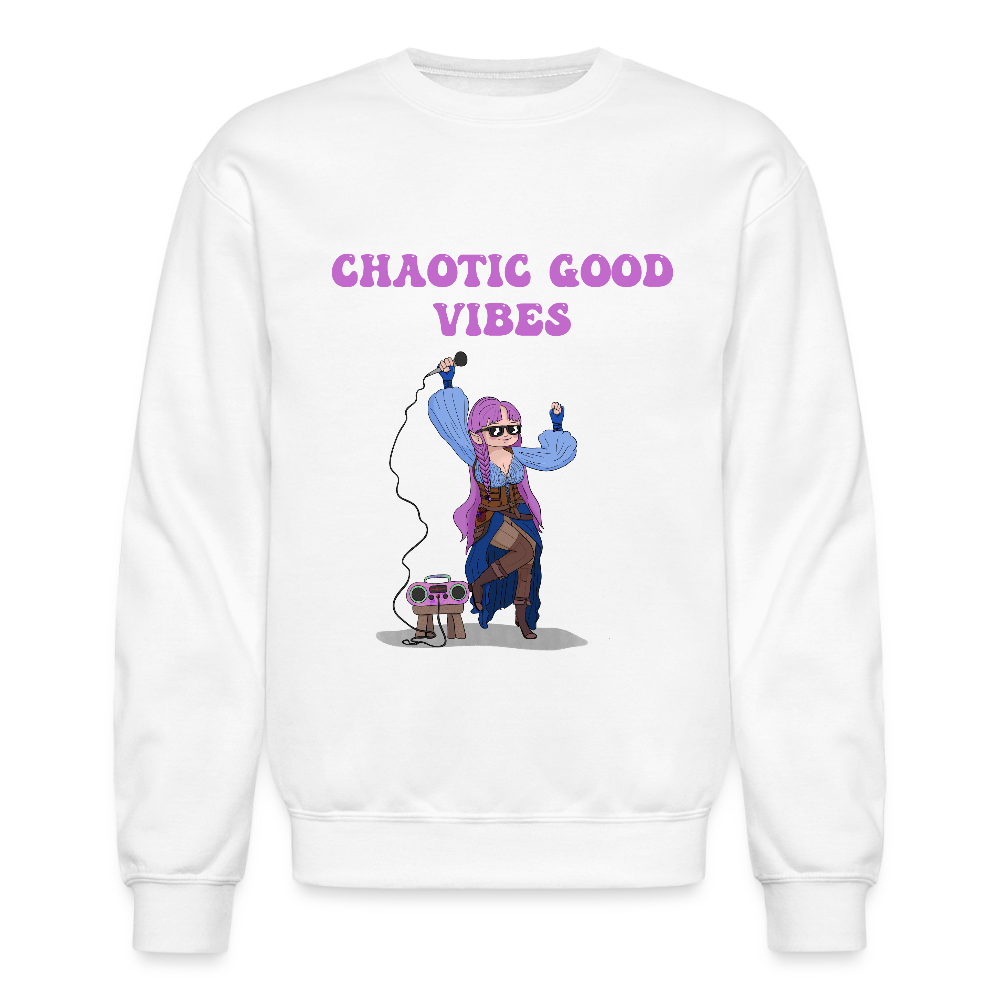 Chaotic Good Vibes Crewneck Sweatshirt - white