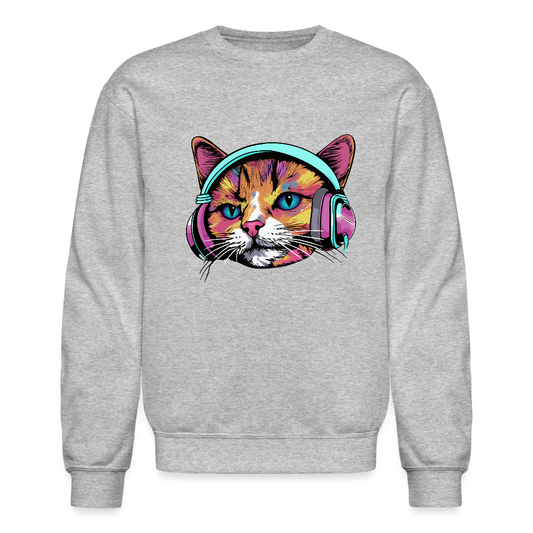 Beat Drop Cat Sweatshirt - heather gray