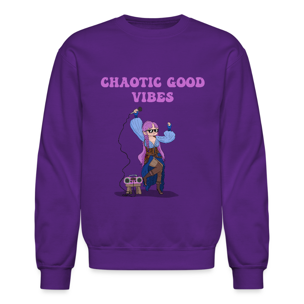 Chaotic Good Vibes Crewneck Sweatshirt - purple