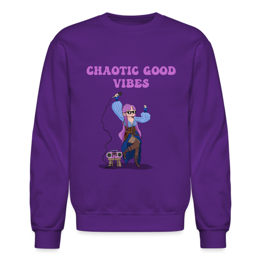 Chaotic Good Vibes Crewneck Sweatshirt - purple