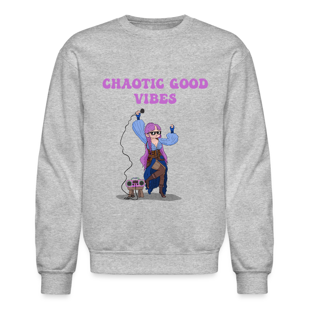 Chaotic Good Vibes Crewneck Sweatshirt - heather gray