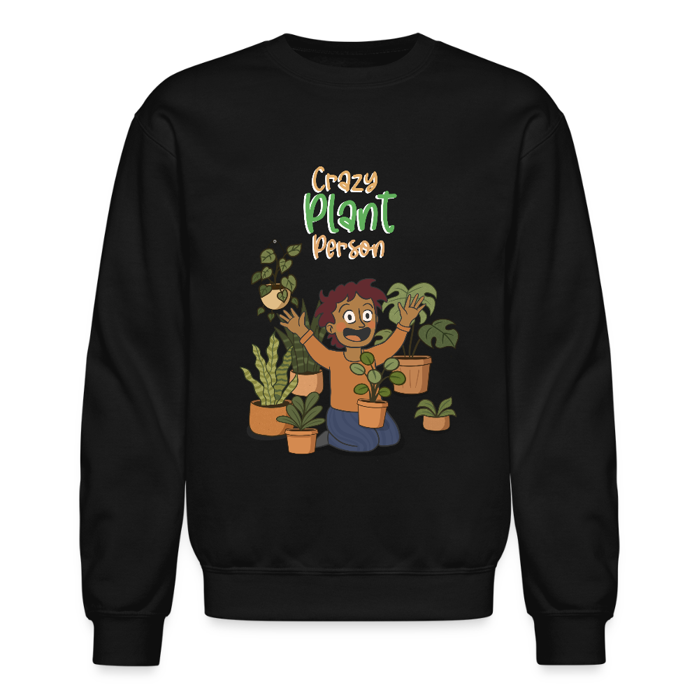 Crazy Plant Person Crewneck Sweatshirt - black