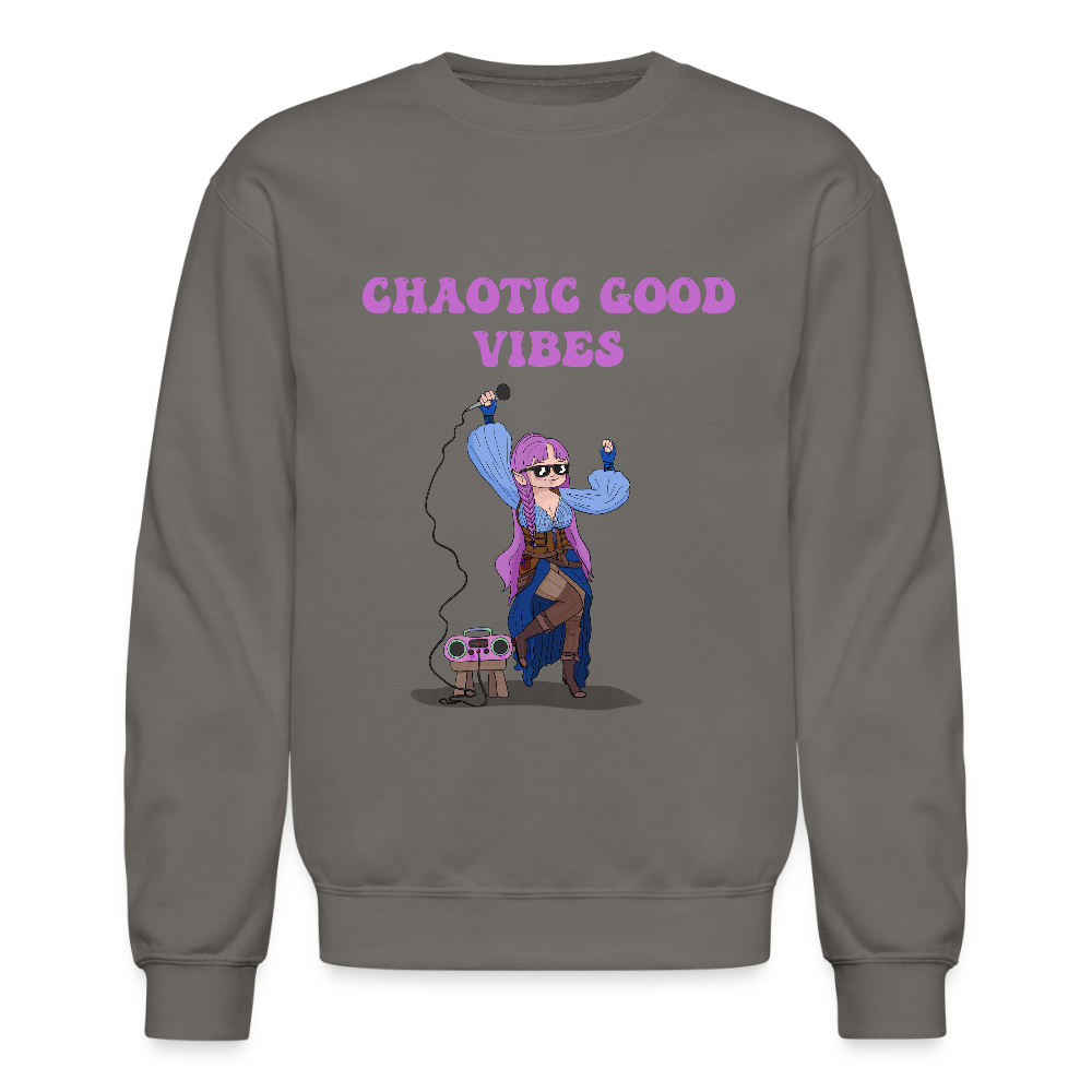 Chaotic Good Vibes Crewneck Sweatshirt - asphalt gray