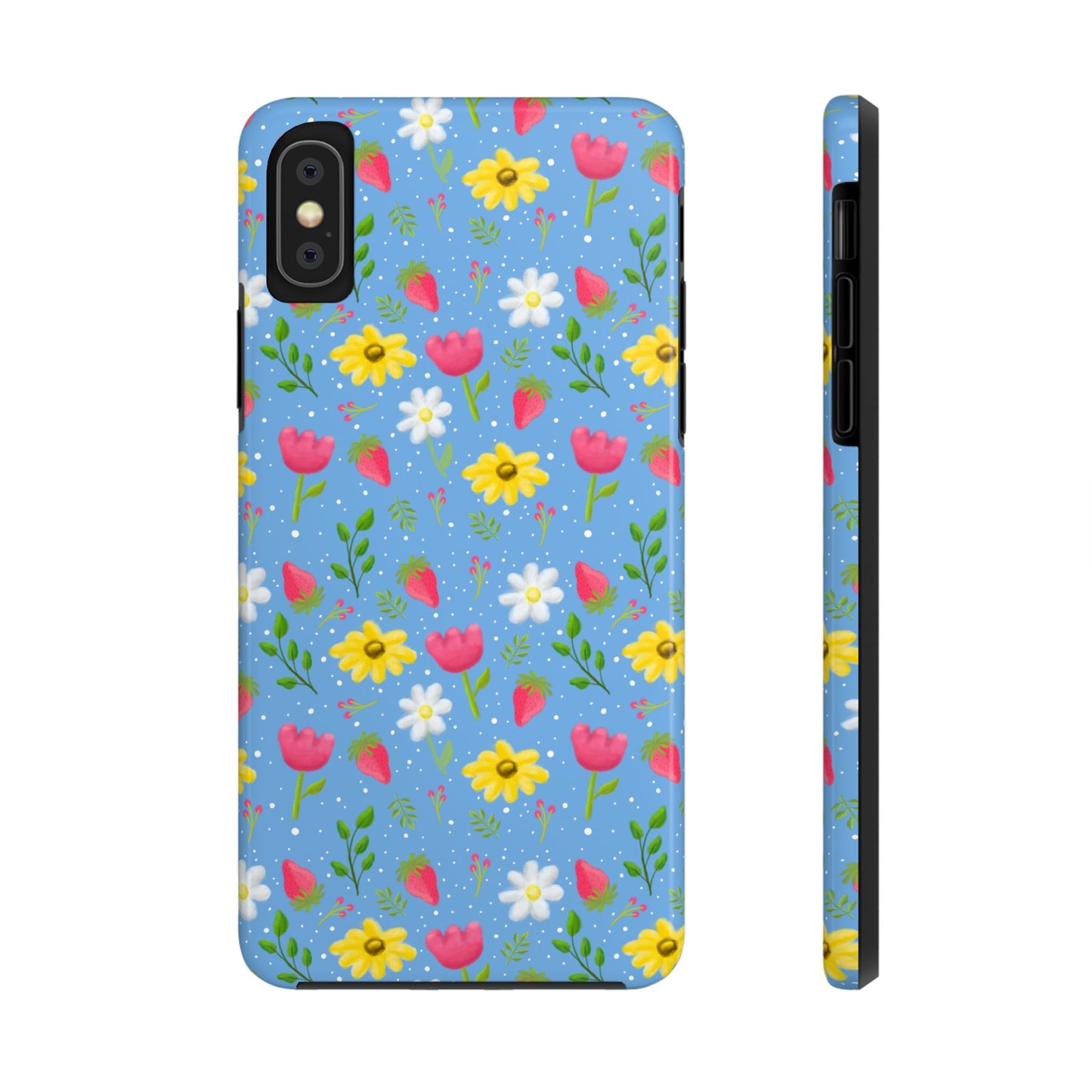 Berry Floral Tough Phone Case - Blue