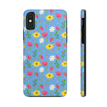 Berry Floral Tough Phone Case - Blue