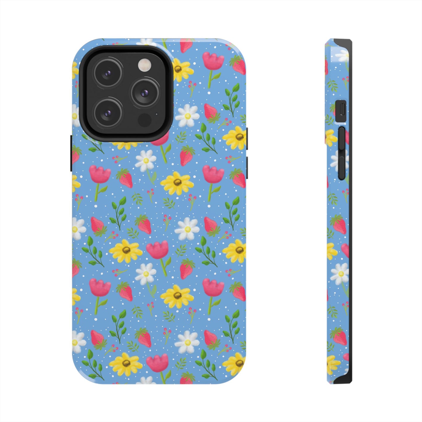Berry Floral Tough Phone Case - Blue