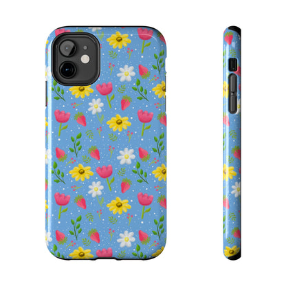 Berry Floral Tough Phone Case - Blue