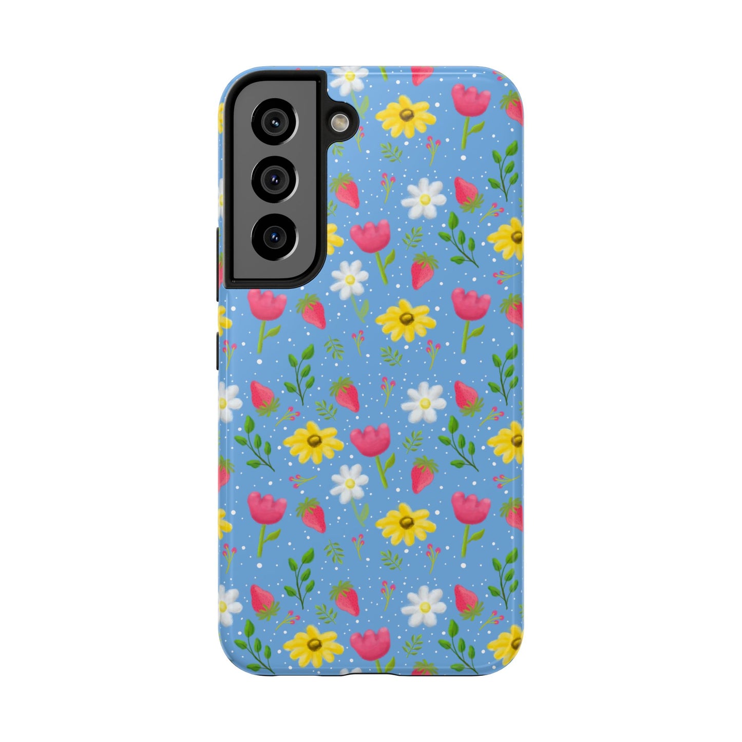 Berry Floral Tough Phone Case - Blue