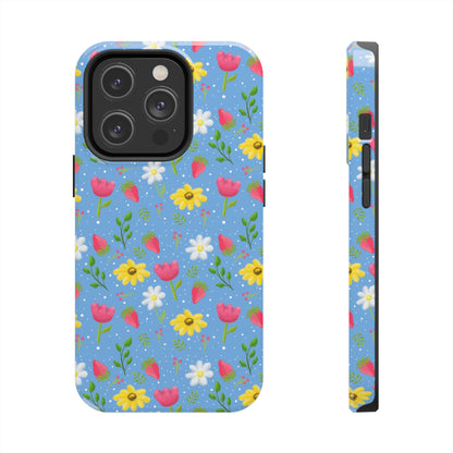 Berry Floral Tough Phone Case - Blue