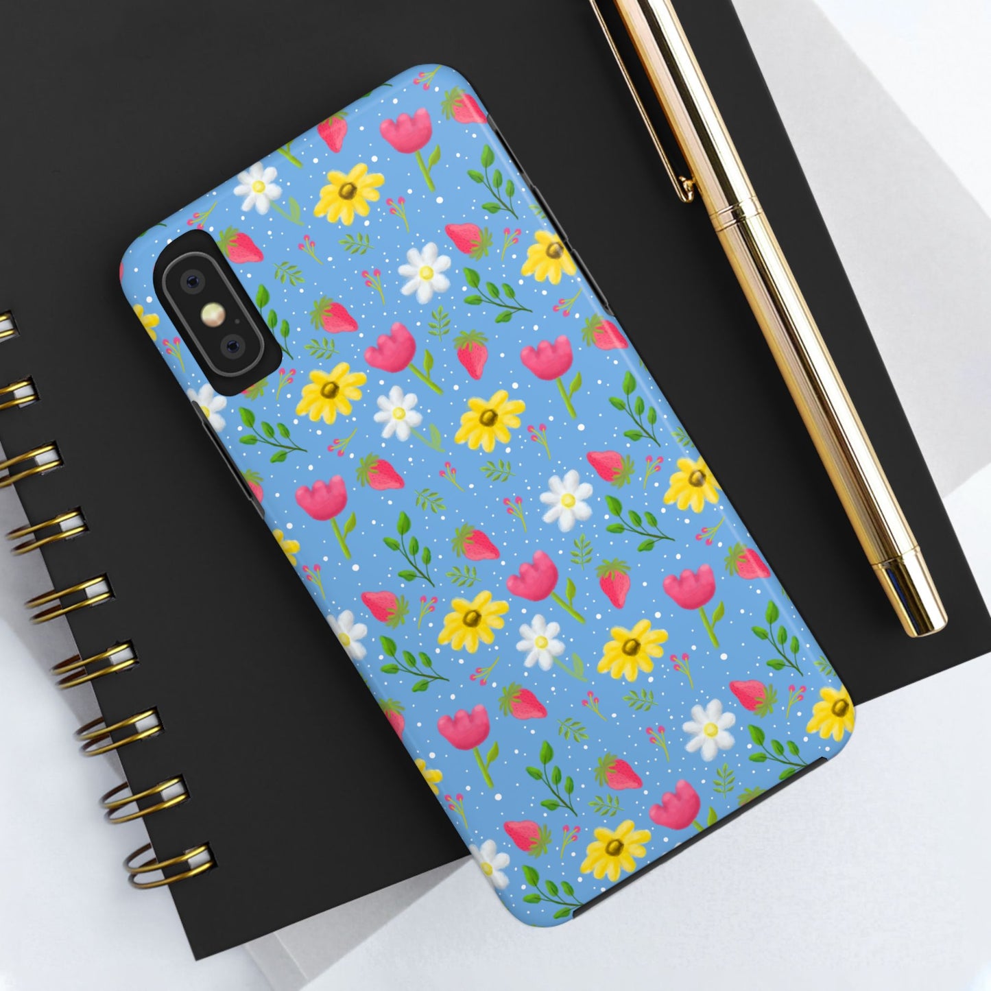 Berry Floral Tough Phone Case - Blue