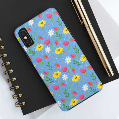 Berry Floral Tough Phone Case - Blue