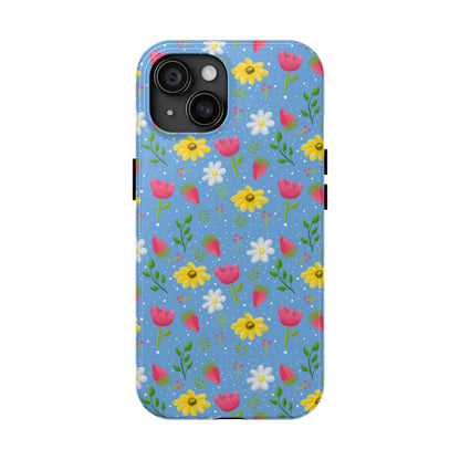 Berry Floral Tough Phone Case - Blue