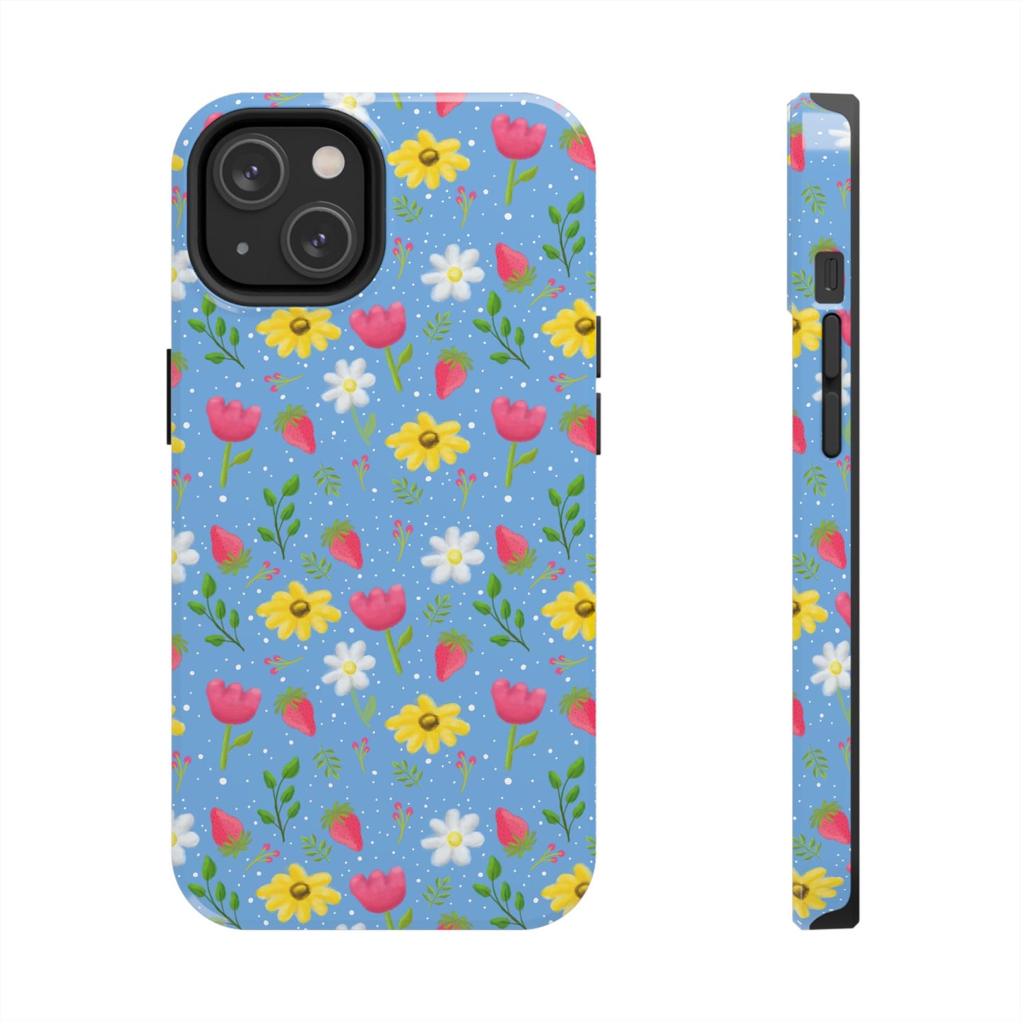 Berry Floral Tough Phone Case - Blue