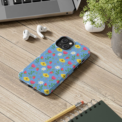 Berry Floral Tough Phone Case - Blue