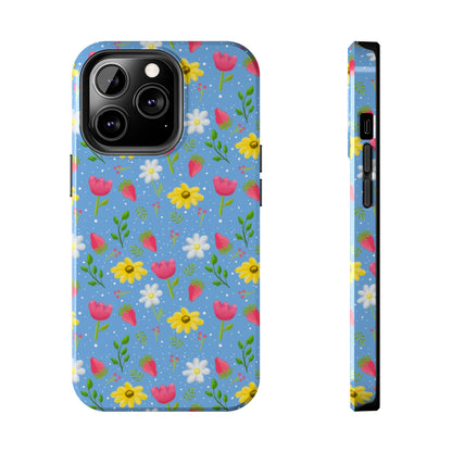 Berry Floral Tough Phone Case - Blue