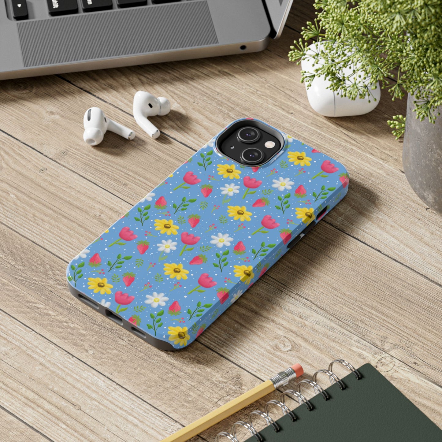 Berry Floral Tough Phone Case - Blue