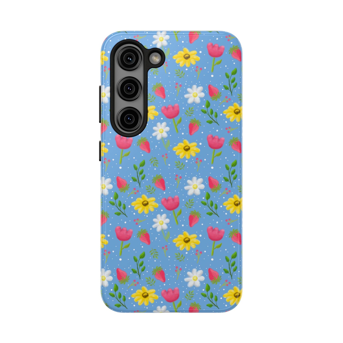 Berry Floral Tough Phone Case - Blue