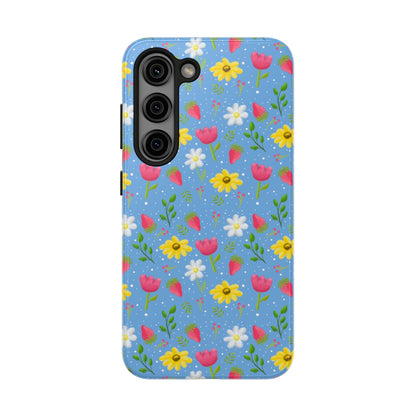 Berry Floral Tough Phone Case - Blue