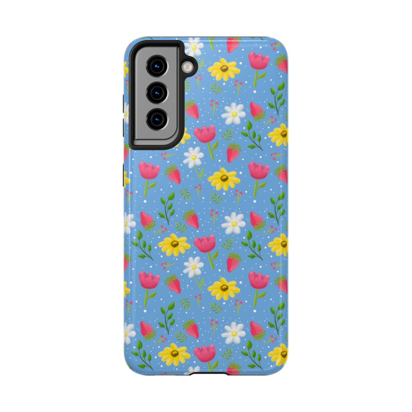Berry Floral Tough Phone Case - Blue