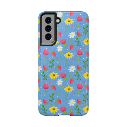 Berry Floral Tough Phone Case - Blue