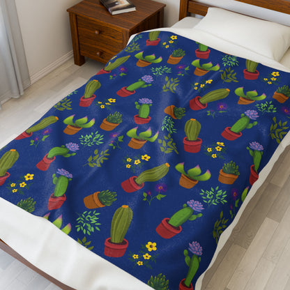 Cactus and Friends Velveteen Plush Blanket