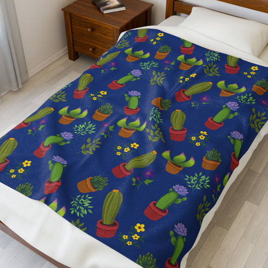 Cactus and Friends Velveteen Plush Blanket