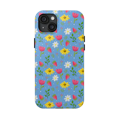 Berry Floral Tough Phone Case - Blue