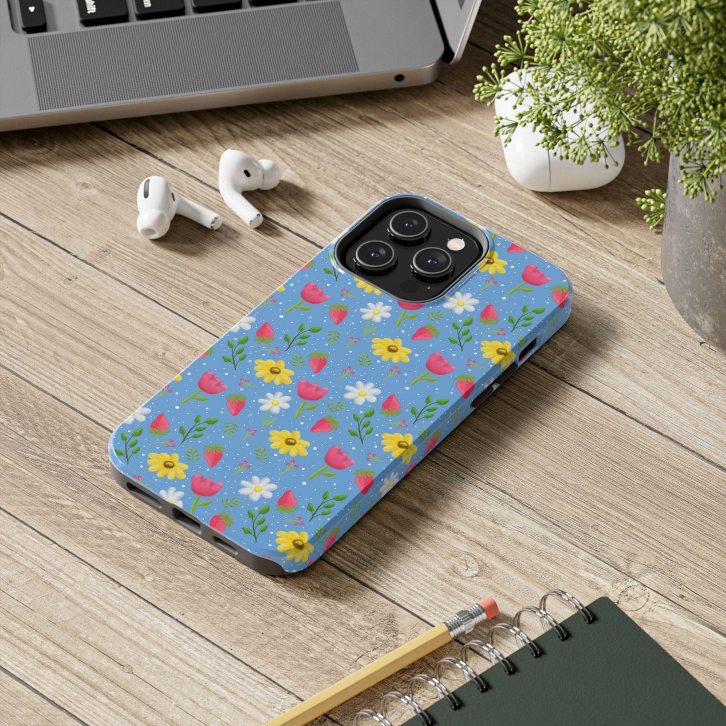 Berry Floral Tough Phone Case - Blue