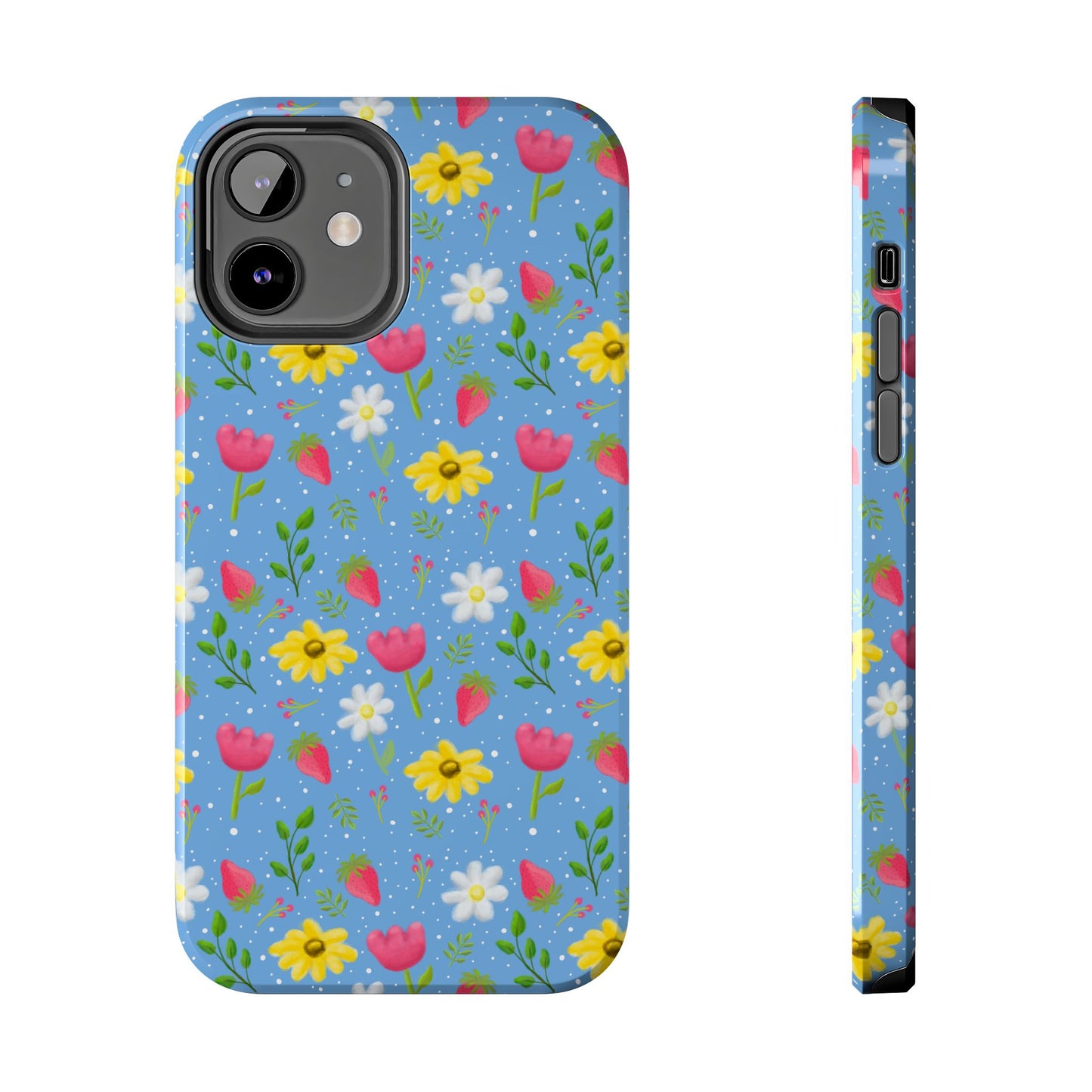 Berry Floral Tough Phone Case - Blue