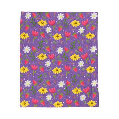 Berry Floral Velveteen Plush Blanket