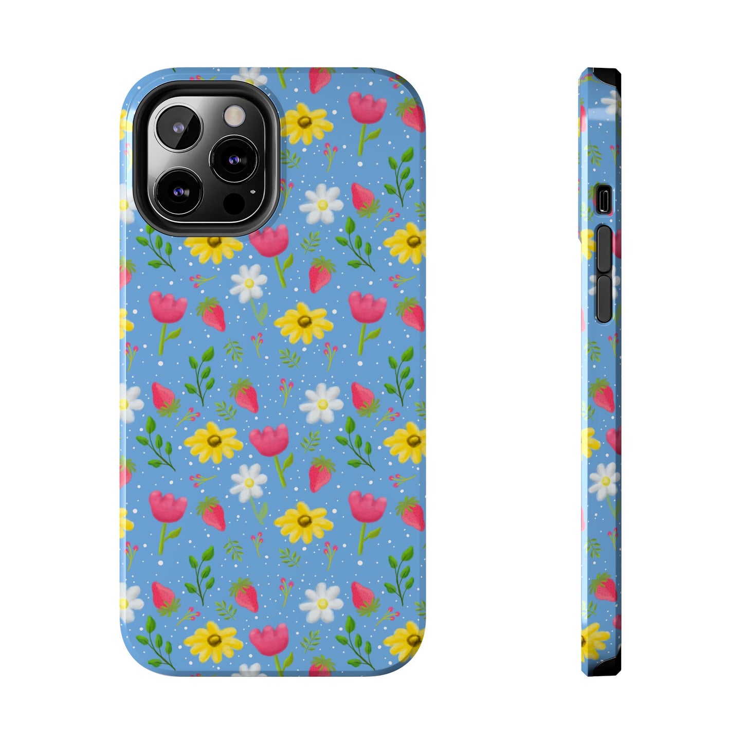 Berry Floral Tough Phone Case - Blue