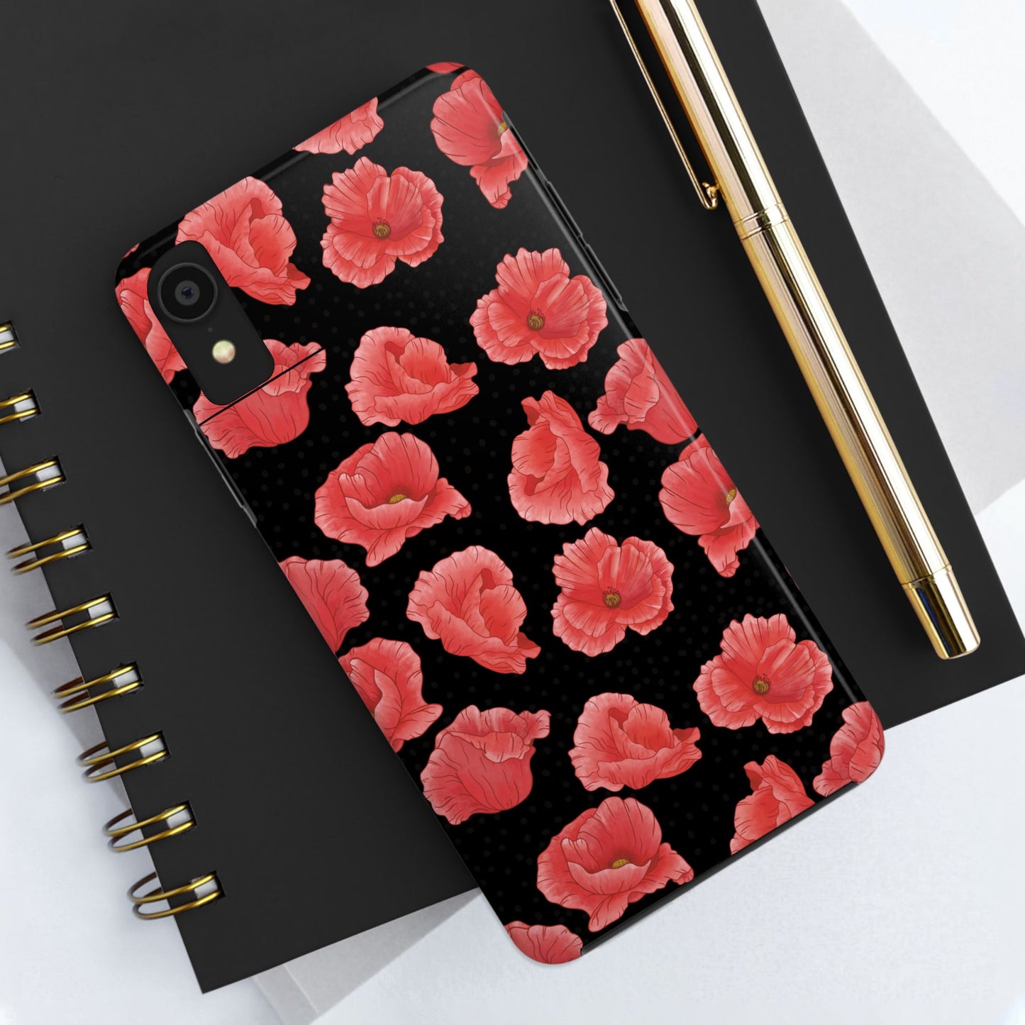 Perfect Poppies Phone Case - Black - The Louann Collection