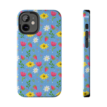 Berry Floral Tough Phone Case - Blue