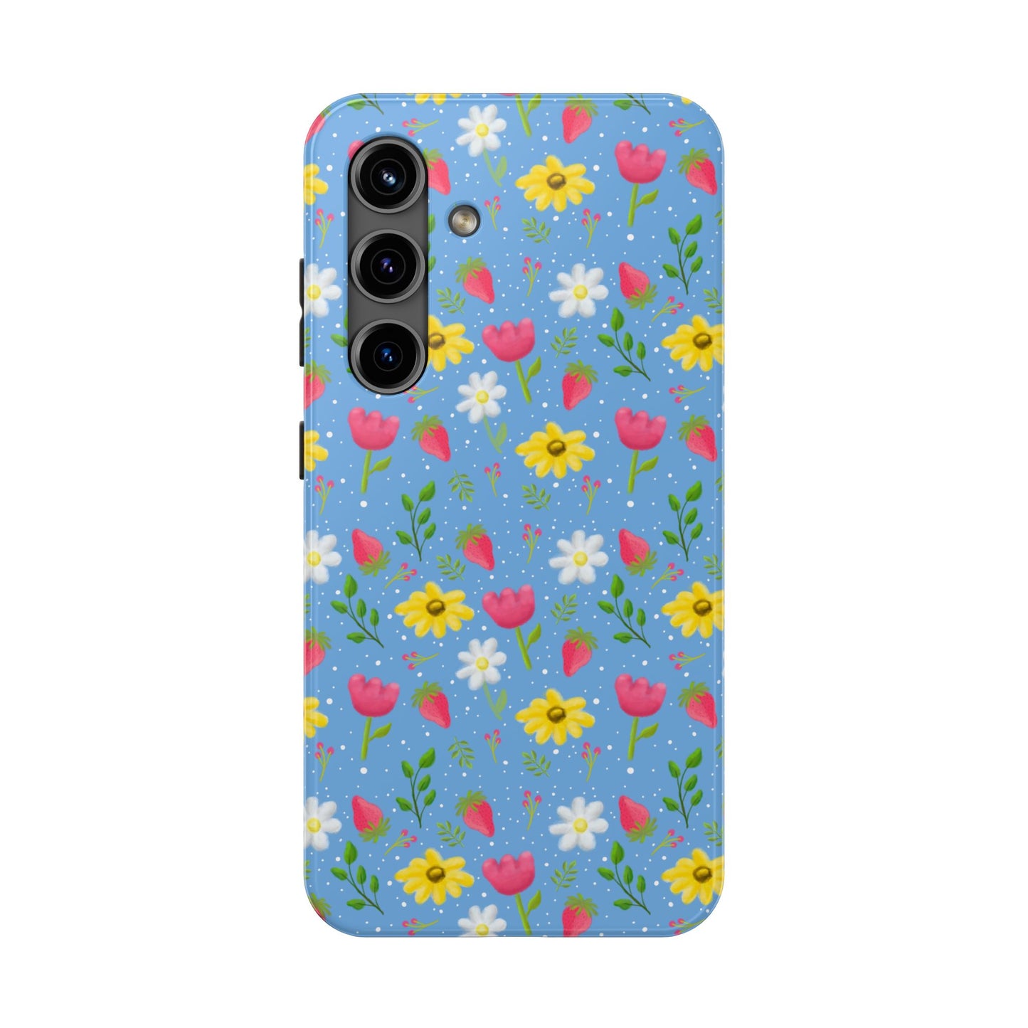 Berry Floral Tough Phone Case - Blue