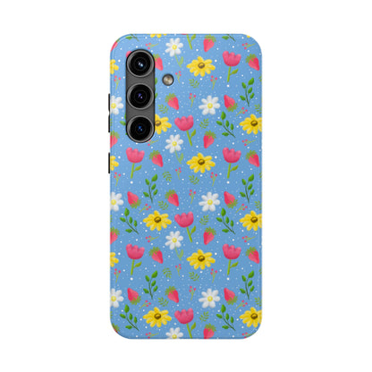 Berry Floral Tough Phone Case - Blue