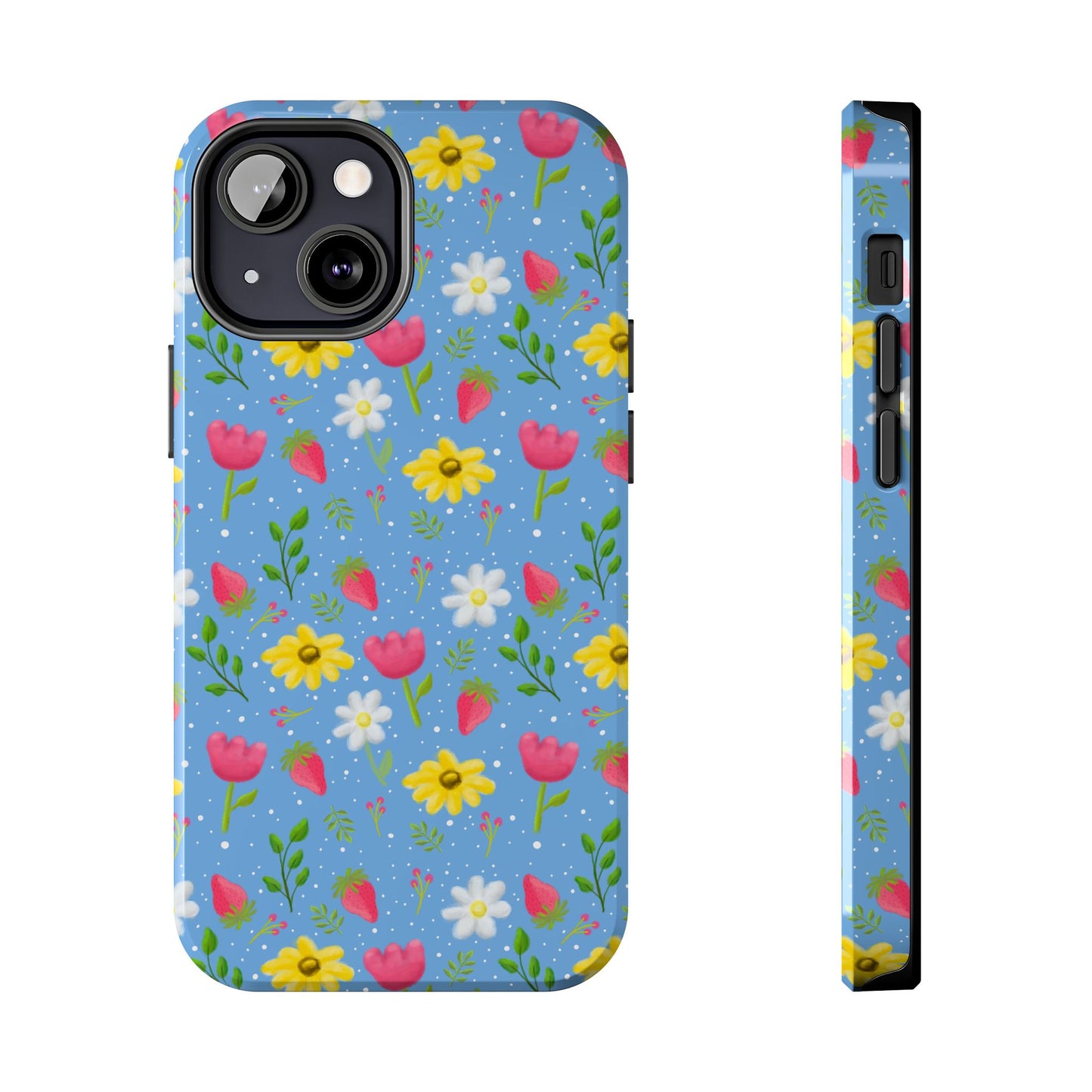 Berry Floral Tough Phone Case - Blue