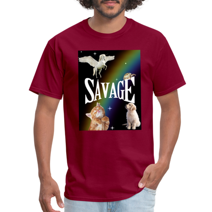 Pretty Savage Unisex Fruit of the Loom Classic T-Shirt - burgundy
