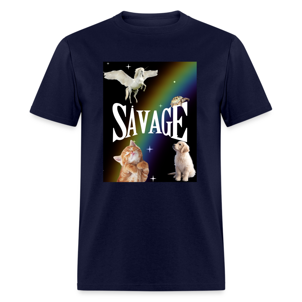 Pretty Savage Unisex Fruit of the Loom Classic T-Shirt - navy