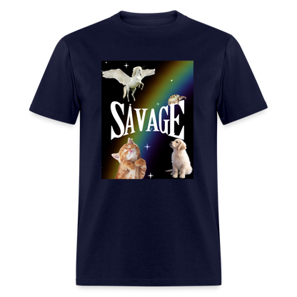 Pretty Savage Unisex Fruit of the Loom Classic T-Shirt - navy