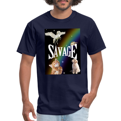 Pretty Savage Unisex Fruit of the Loom Classic T-Shirt - navy
