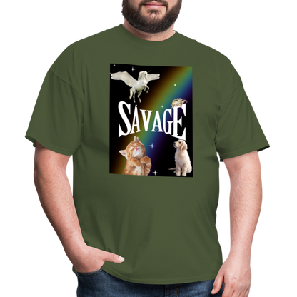 Pretty Savage Unisex Fruit of the Loom Classic T-Shirt - military green